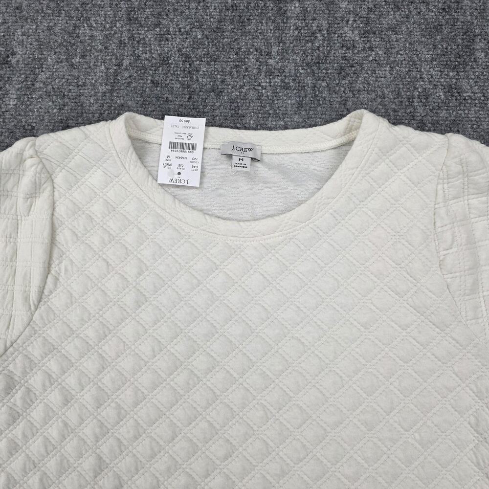 J Crew Sweater Womens Medium Ivory Quilted Pullover Long Sleeve Textured Casual - Picture 11 of 16